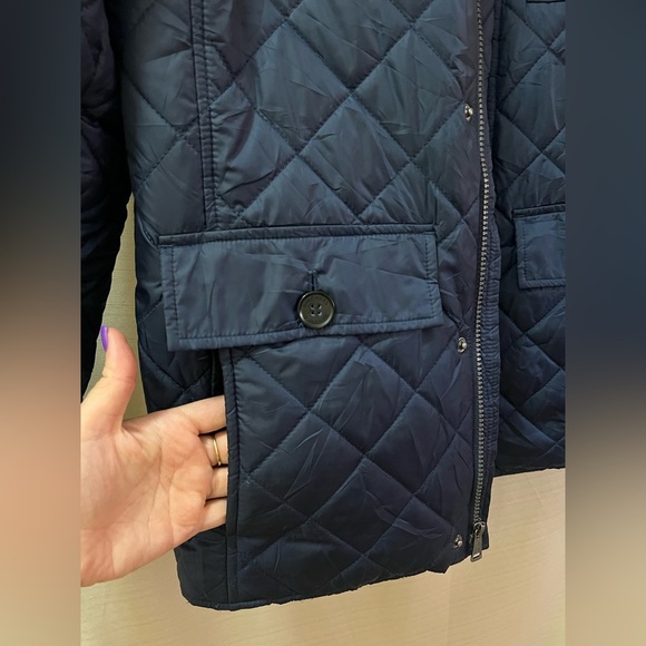 Cole Haan Men's Quilted Blue Jacket With Plaid Accents Size Large Elbow Patches - Picture 7 of 9